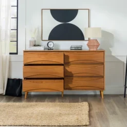 Mid-Century Modern Contoured 6 Drawer Dresser - Saracina Home -Living Room Furniture Store GUEST ba7b3ae6 3452 443a 9d57 85e8321e0910