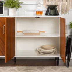 Angelo Modern Bookmatch 4 Door Sideboard - Saracina Home -Living Room Furniture Store GUEST ba89d678 8dd9 46a1 8251 7f415b864885