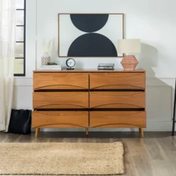 Mid-Century Modern Contoured 6 Drawer Dresser - Saracina Home -Living Room Furniture Store GUEST bb625515 9b28 47ce aec8 80be9f788699