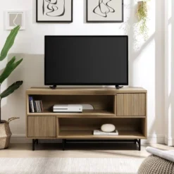 Modern Reeded Door Extendable TV Stand For TVs Up To 50" - Saracina Home 16 Modern Reeded Door Extendable TV Stand For TVs Up To 50" - Saracina Home -Living Room Furniture Store GUEST bf94a3de 05cc 4e30 8008 521b3ccde76b