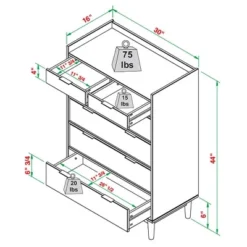 Mid-Century Modern Solid Wood 6 Drawer Vertical Dresser - Saracina Home -Living Room Furniture Store GUEST c61ba0fa 135e 47de 9250 5e732e67fd91