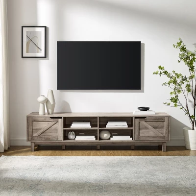 Modern Rustic 2 Door Storage TV Stand For TVs Up To 80" - Saracina Home 3 Modern Rustic 2 Door Storage TV Stand For TVs Up To 80" - Saracina Home - Image 3