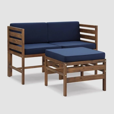 3pc Modular Acacia Wood Patio Chat Set With Cushions - Saracina Home 1 3pc Modular Acacia Wood Patio Chat Set With Cushions - Saracina Home