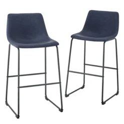 Set Of 2 Laslo Modern Upholstered Faux Leather Barstools - Saracina Home -Living Room Furniture Store GUEST c8a50b3f e53f 45a3 9849 a53a3762f432