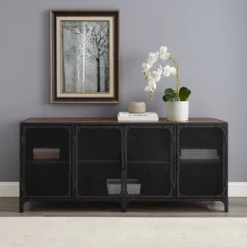 Urban Industrial Metal Mesh 4 Door TV Stand For TVs Up To 65" Dark Walnut - Saracina Home 6 Urban Industrial Metal Mesh 4 Door TV Stand For TVs Up To 65" Dark Walnut - Saracina Home -Living Room Furniture Store GUEST c96cf0b4 a47c 4528 82de 5d4caa89908c