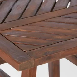 3pc Slatted Chevron Acacia Wood Patio Chat Set - Saracina Home -Living Room Furniture Store GUEST ca96cc6e 0b6c 4089 85d3 0d3be751f766