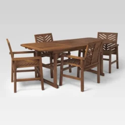 5pc Slatted Extendable Acacia Wood Patio Dining Set - Saracina Home -Living Room Furniture Store GUEST cc50b929 1d11 42ba bbdf 3a0193ac6925