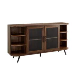 Mid-Century Modern Glass Double Door Curved Sideboard - Saracina Home -Living Room Furniture Store GUEST ce4914fa 6105 4974 a2e8 87117c0896f8