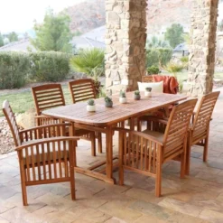 7pc Acacia Wood Patio Dining Set With Cushions - Saracina Home -Living Room Furniture Store GUEST d09d1abb 1c4d 4708 955d 206d7388c2d0