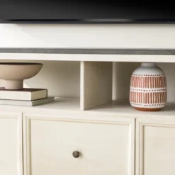 Farmhouse 3 Drawer Wood TV Stand For TVs Up To 65" - Saracina Home -Living Room Furniture Store GUEST d2a8912d 02cb 44ea b702 70dc6cc40fcc