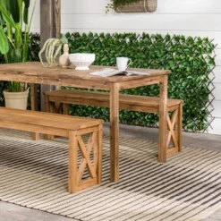 3pc Acacia Wood X Design Outdoor Patio Dining Set - Brown - Saracina Home 13 3pc Acacia Wood X Design Outdoor Patio Dining Set - Brown - Saracina Home -Living Room Furniture Store GUEST d443785c 83db 4334 bf12 a97492ae3d88