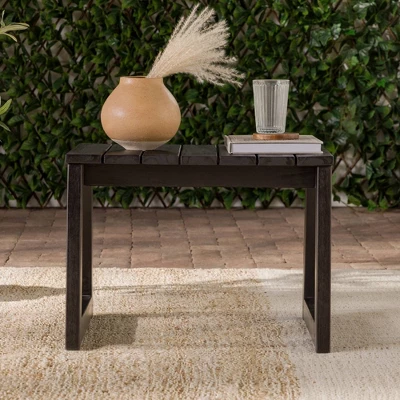Saracina Home Modern Slatted Rectangle Outdoor Acacia Accent Table 2 Saracina Home Modern Slatted Rectangle Outdoor Acacia Accent Table - Image 2