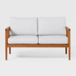 Saracina Home Modern Boho Eucalyptus Spindle Outdoor Bench With Cushions -Living Room Furniture Store GUEST d6e5bf33 7ac9 4431 ad4f 9ccf6ab27fb8