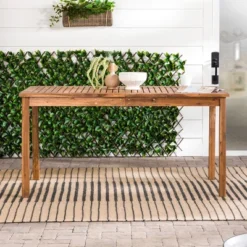 Acacia Wood Patio Simple Rectangle Dining Table - Saracina Home -Living Room Furniture Store GUEST d71448eb 7214 48b4 83a5 08c28939f243