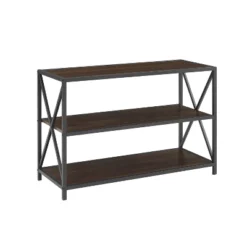 25.62" X Frame Metal And Wood Media Bookshelf - Saracina Home -Living Room Furniture Store GUEST da6fbbb0 99a4 4545 81a6 9cf064af15da