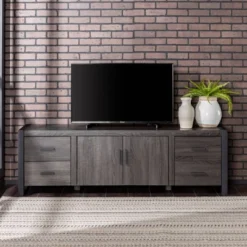 Modern Urban Industrial TV Stand For TVs Up To 80" Charcoal - Saracina Home -Living Room Furniture Store GUEST dacd7fa8 f18d 4086 a032 8c647fed8d78