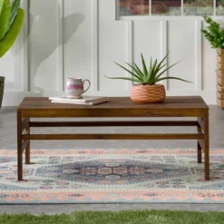 Outdoor Acacia Wood Slatted Coffee Table - Saracina Home -Living Room Furniture Store GUEST debde3dc c192 4cba 810b c66f2eb01197