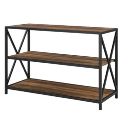 25.62" X Frame Metal And Wood Media Bookshelf - Saracina Home -Living Room Furniture Store GUEST dfa6e6c7 d4cc 4a5d a539 2c5443d07d4c