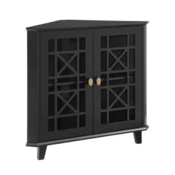 2 Door Corner Accent Cabinet With Fretwork Doors - Saracina Home -Living Room Furniture Store GUEST e0745892 5a25 4caa a329 90505b2d9e86