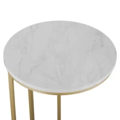24" Modern Glam Round C Table Faux White Marble/Gold - Saracina Home -Living Room Furniture Store GUEST e374de0c 0bdb 42ff b4ff c6201b372504