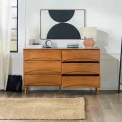 Mid-Century Modern Contoured 6 Drawer Dresser - Saracina Home -Living Room Furniture Store GUEST e3d278c0 2027 4917 98d0 1a8a534d229b