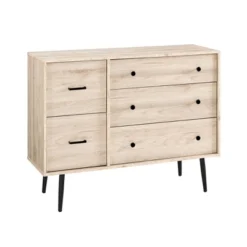 Ivora Lifted Mid-Century Modern Asymmetrical 5 Drawer Dresser - Saracina Home -Living Room Furniture Store GUEST e455e771 4a91 4524 9838 7cacaaf7a6be