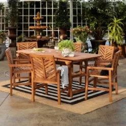 7pc Slatted Extendable Acacia Wood Patio Dining Set - Saracina Home -Living Room Furniture Store GUEST e48952b5 09ab 4154 b248 a696c50f1a1d
