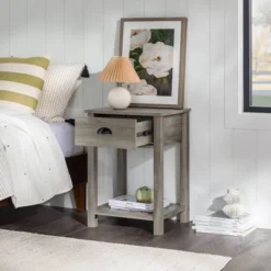 June Rustic Transitional Square Nightstand With Lower Shelf - Saracina Home -Living Room Furniture Store GUEST e4b89c7a 3f47 41ca 9e7c 3af237354be6