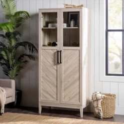 68" Boho Modern Tall Storage Wood Cabinet - Saracina Home -Living Room Furniture Store GUEST e4df942e b8a2 4dc0 af20 e72b381ae0f6