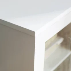 Pierceton Modern Double Glass Door With Metal Legs TV Stand For TVs Up To 58" White - Saracina Home -Living Room Furniture Store GUEST e6234a99 ab4f 4730 99f6 0b971f2d2de2