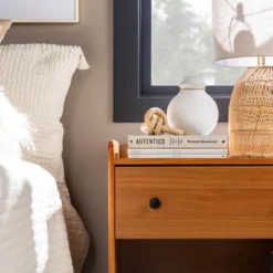 Katie Transitional Tray Top 1 Drawer Solid Wood Nightstand Caramel - Saracina Home -Living Room Furniture Store GUEST e7a948f0 992a 4a9a a804 235969f94fc3