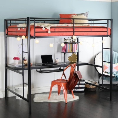 Full Analise Metal Loft Bed With Wood Desk - Saracina Home 8 Full Analise Metal Loft Bed With Wood Desk - Saracina Home - Image 8