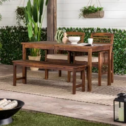 Ravenscroft 4pc Acacia Wood Patio Dining Set - Saracina Home