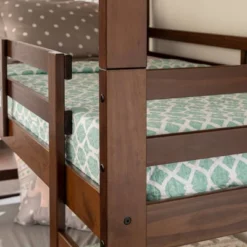 Twin Indy Solid Wood Triple Bunk Bed Walnut - Saracina Home -Living Room Furniture Store GUEST ea0f3219 673c 4bd7 a005 edae0b99a024
