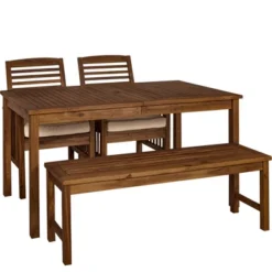 Ravenscroft 4pc Acacia Wood Patio Dining Set - Saracina Home -Living Room Furniture Store GUEST ed44c97f 3ef4 47b8 a053 68a2d0bee986