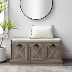 Farmhouse 40" 3 Drawer Storage Bench With Cushion - Saracina Home -Living Room Furniture Store GUEST ed8704e6 f024 4e62 a784 df82d9c1ca48