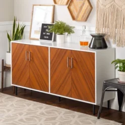 Angelo Modern Bookmatch 4 Door Sideboard - Saracina Home -Living Room Furniture Store GUEST efc380f8 09fa 4458 b740 c053d7fe33e0