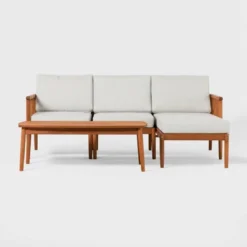 Saracina Home 4pc Modern Boho Eucalyptus Spindle Outdoor Sectional Set -Living Room Furniture Store GUEST f446e2a0 2704 4f48 8df0 4f1ef2c2f33a