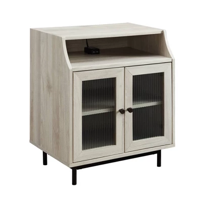 Fluted Glass Double Door Nightstand With USB Port - Saracina Home 3 Fluted Glass Double Door Nightstand With USB Port - Saracina Home - Image 3