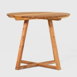 Saracina Home 36" Modern Acacia Slatted Round Outdoor Dining Table -Living Room Furniture Store GUEST f55c8a51 8216 4e62 9551 fd35067c85af