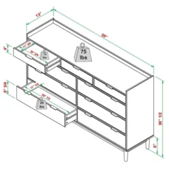 Mid-Century Modern Solid Wood 9 Drawer Horizontal Dresser - Saracina Home -Living Room Furniture Store GUEST f5f0f1ab b228 4bb6 8748 20f45ddb371e