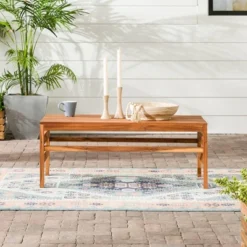 Outdoor Acacia Wood Slatted Coffee Table - Saracina Home -Living Room Furniture Store GUEST f691e32c ceb4 415f 9b3b 971f04c7f8b4