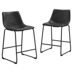 Set Of 2 Laslo Modern Upholstered Faux Leather Counter Height Barstools - Saracina Home -Living Room Furniture Store GUEST f6f9d7b5 90d5 4e6e a4dd 7067faedcdef
