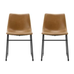 Set Of 2 Laslo Modern Upholstered Faux Leather Dining Chairs - Saracina Home -Living Room Furniture Store GUEST f71e04f0 4a63 41f7 bc7e 688b506e4730