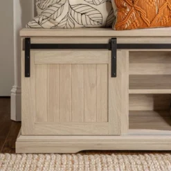 48" Transitional Sliding Door Wood And Metal Bench - Saracina Home -Living Room Furniture Store GUEST f9fbf77b c988 4b5d 96d0 71469346d6f6