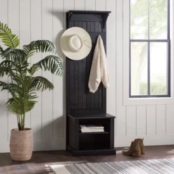 Waylon Rustic Farmhouse Solid Wood Tall Hall Tree - Saracina Home -Living Room Furniture Store GUEST fa95a34f dc11 450d 9b51 26e0edd461ff