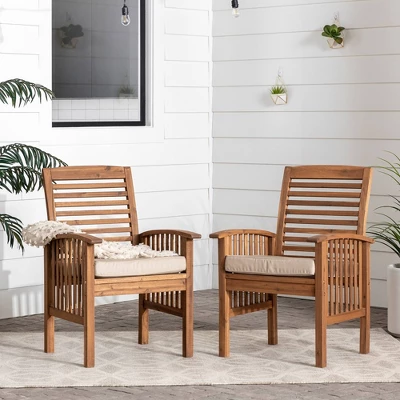2pk Acacia Wood Patio Chairs With Cushions - Saracina Home 1 2pk Acacia Wood Patio Chairs With Cushions - Saracina Home