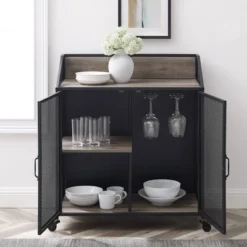 Urban Industrial Metal Mesh Bar Cart With Wheels - Saracina Home 14 Urban Industrial Metal Mesh Bar Cart With Wheels - Saracina Home -Living Room Furniture Store GUEST ff406dda d620 4228 9ca2 9466e7b28653