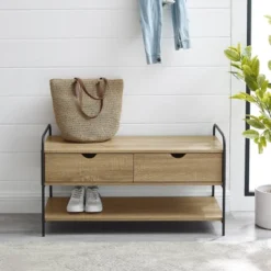 Modern 2 Drawer Storage Entry Bench - Saracina Home -Living Room Furniture Store GUEST ff73ef59 928e 4602 95b8 2a95ea0472fb